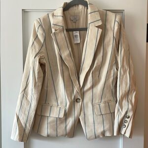 LOFT Women's Cream Striped Blazer